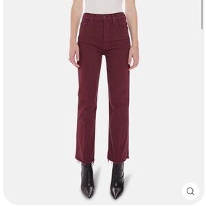 MOTHER tripper ankle fray play date burgundy straight leg colored denim size 29